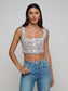 MUNRO BRALETTE TOP - BLUE/BEIGE TWEED