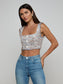 MUNRO BRALETTE TOP - BLUE/BEIGE TWEED
