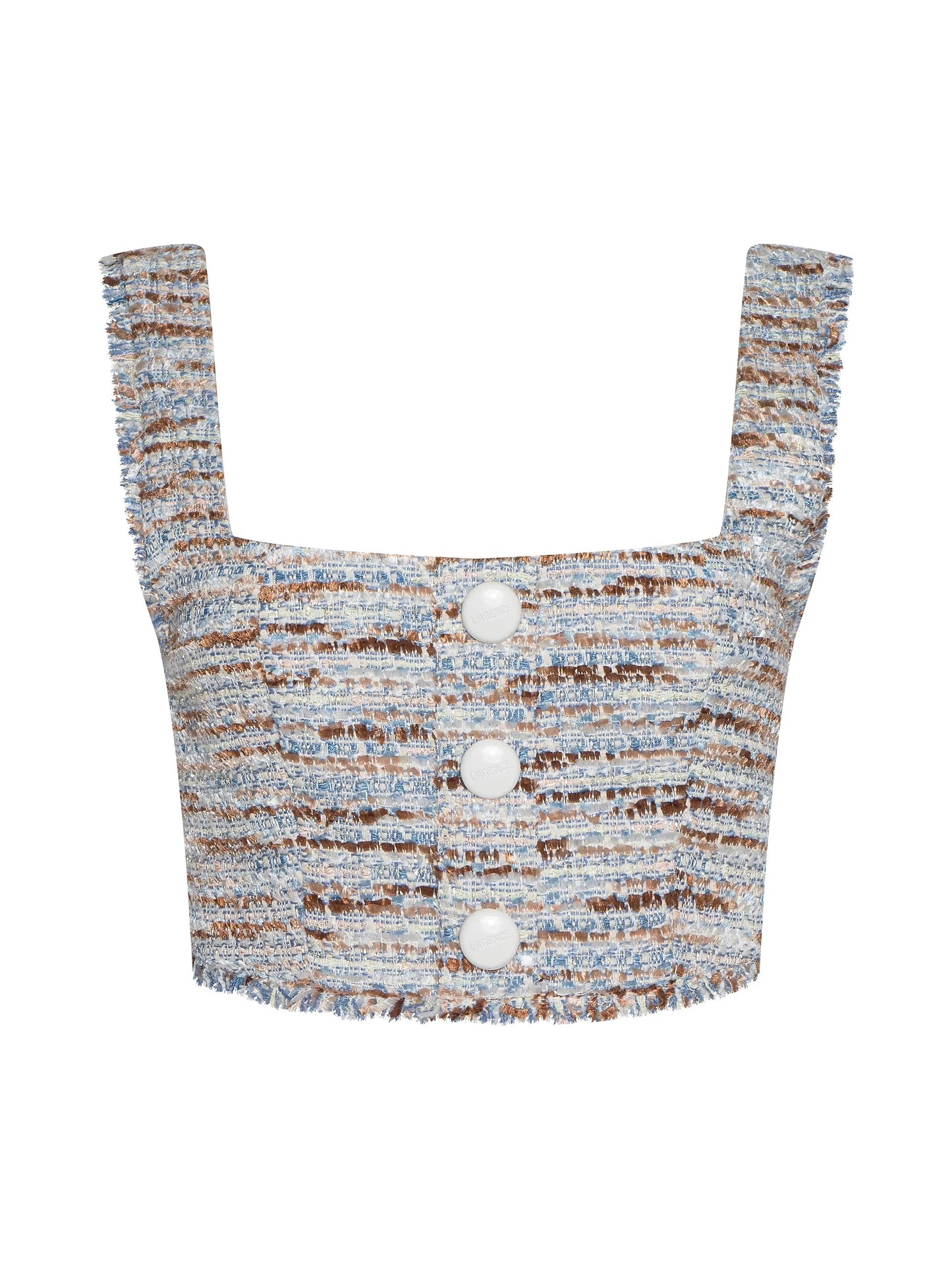 MUNRO BRALETTE TOP - BLUE/BEIGE TWEED