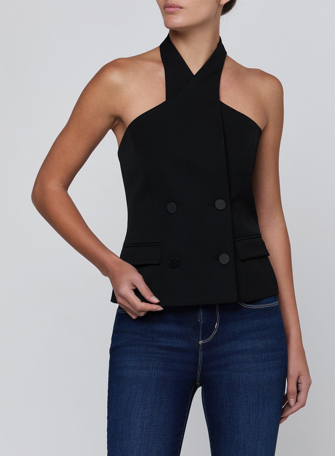 RHODA HALTER VEST - BLACK