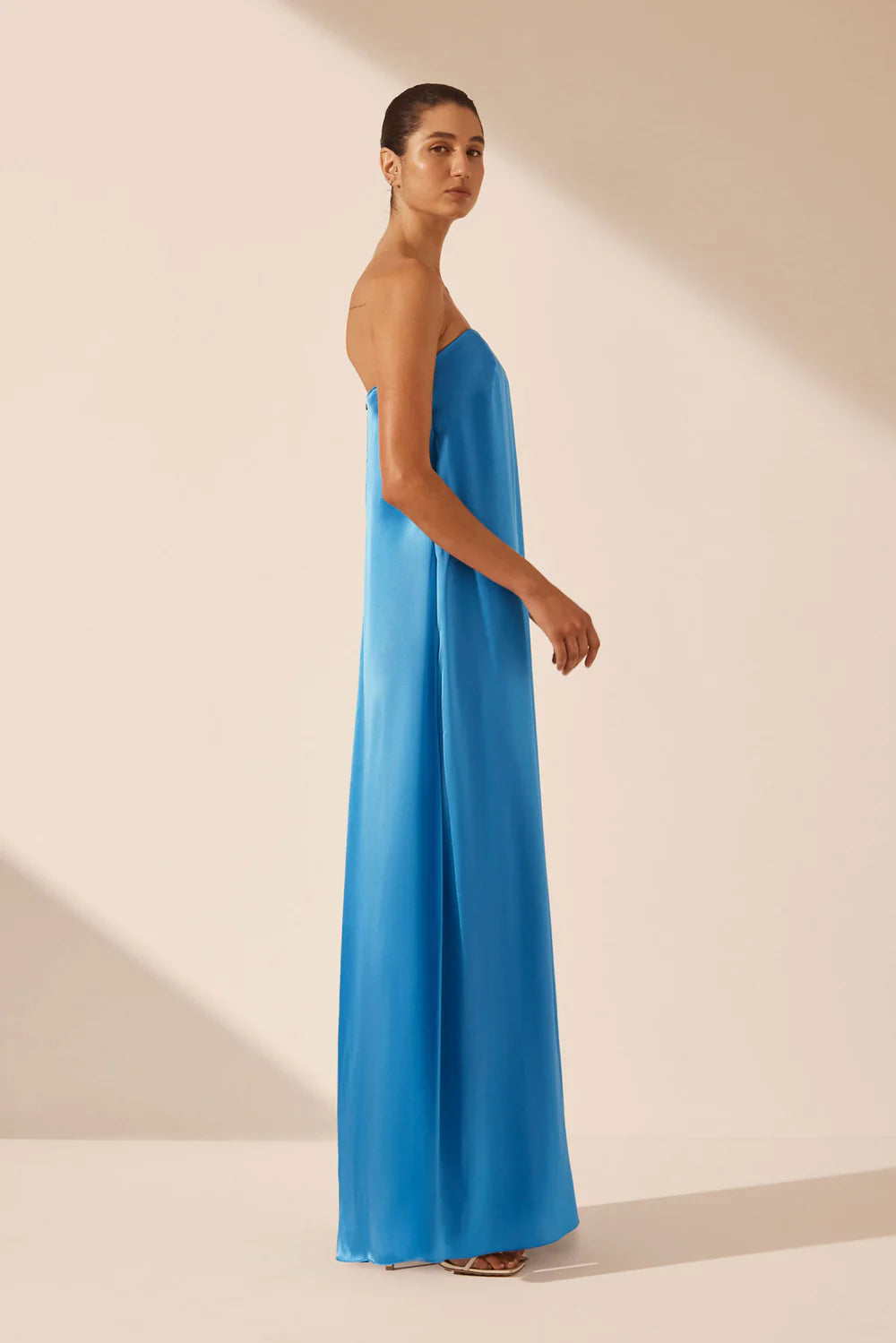 Strapless sales column gown