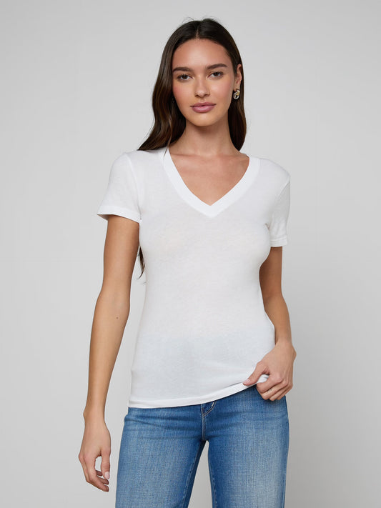 BECCA V-NECK TEE - WHITE