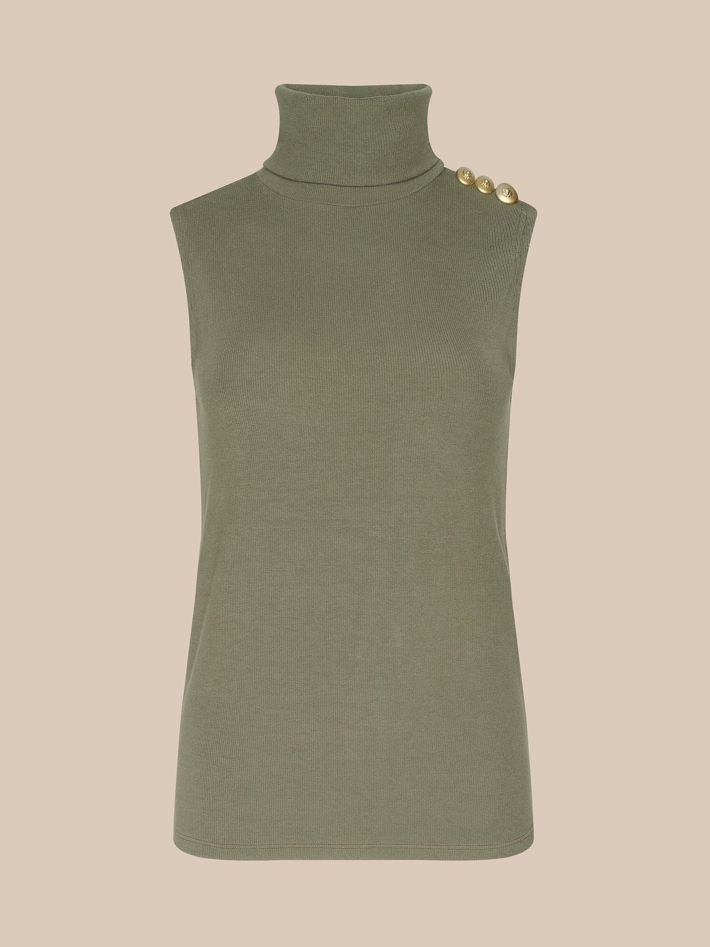 CECI SLEEVELESS TOP - ASH OLIVE/GOLD