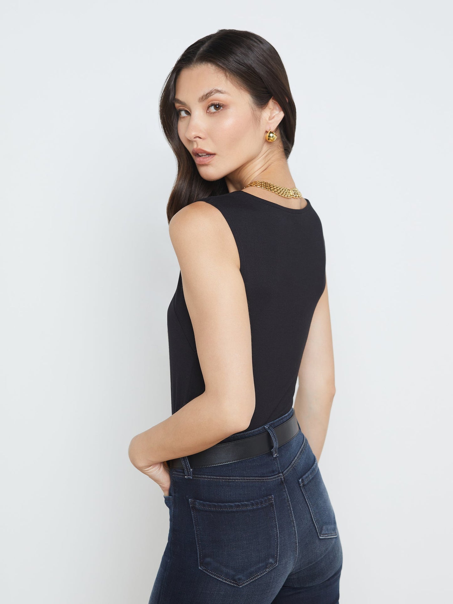 KAELI SQUARE NECK TOP - BLACK