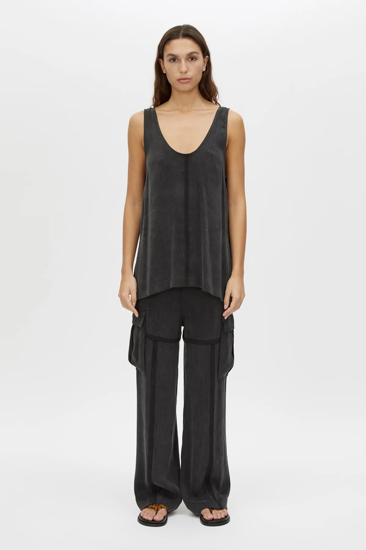 ALLEGRO SATIN TANK - WASHED BLACK