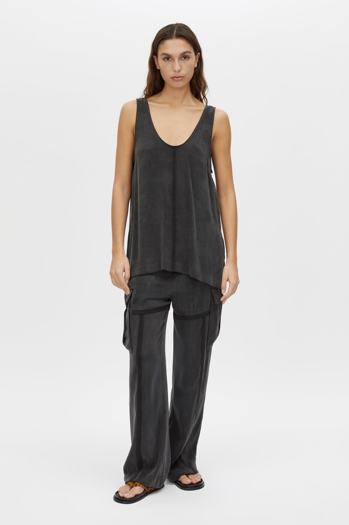 ALLEGRO SATIN TANK - WASHED BLACK