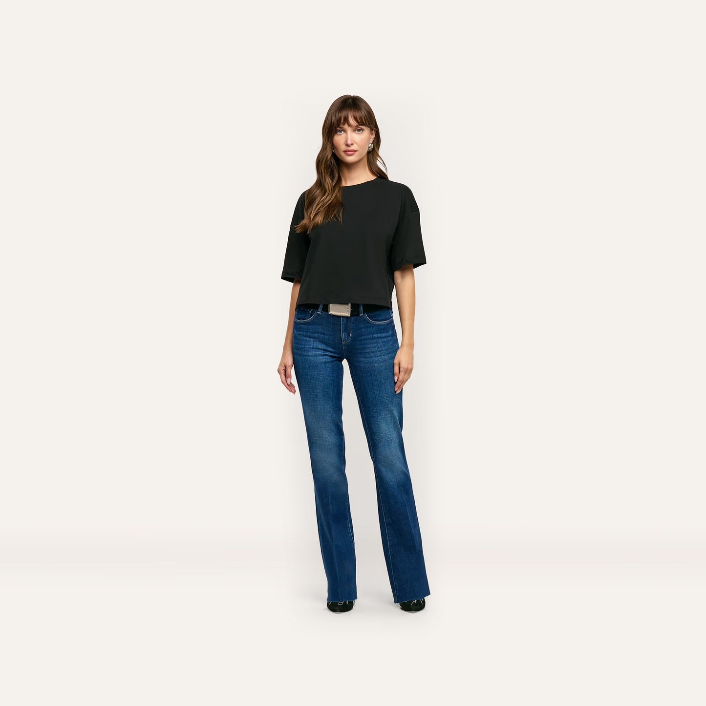 *PREORDER* DARIA OVERSIZED CROP TEE - BLACK
