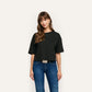 *PREORDER* DARIA OVERSIZED CROP TEE - BLACK