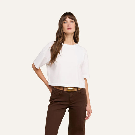 *PREORDER* DARIA OVERSIZED CROP TEE - WHITE