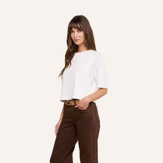 *PREORDER* DARIA OVERSIZED CROP TEE - WHITE