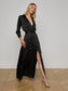 URIAH SATIN SHIRT DRESS - BLACK