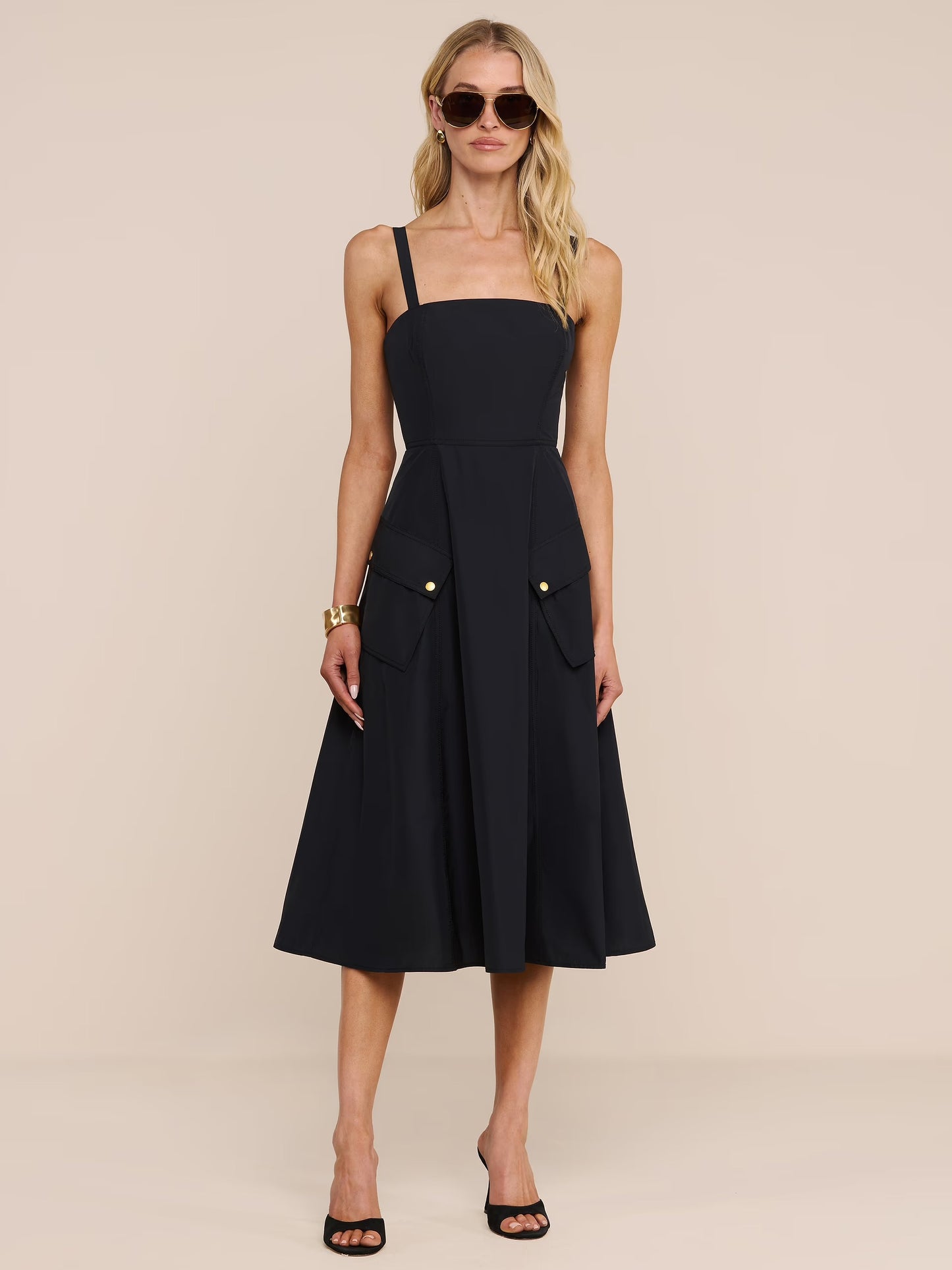 *PREORDER* AYELA MIDI DRESS - BLACK/GOLD