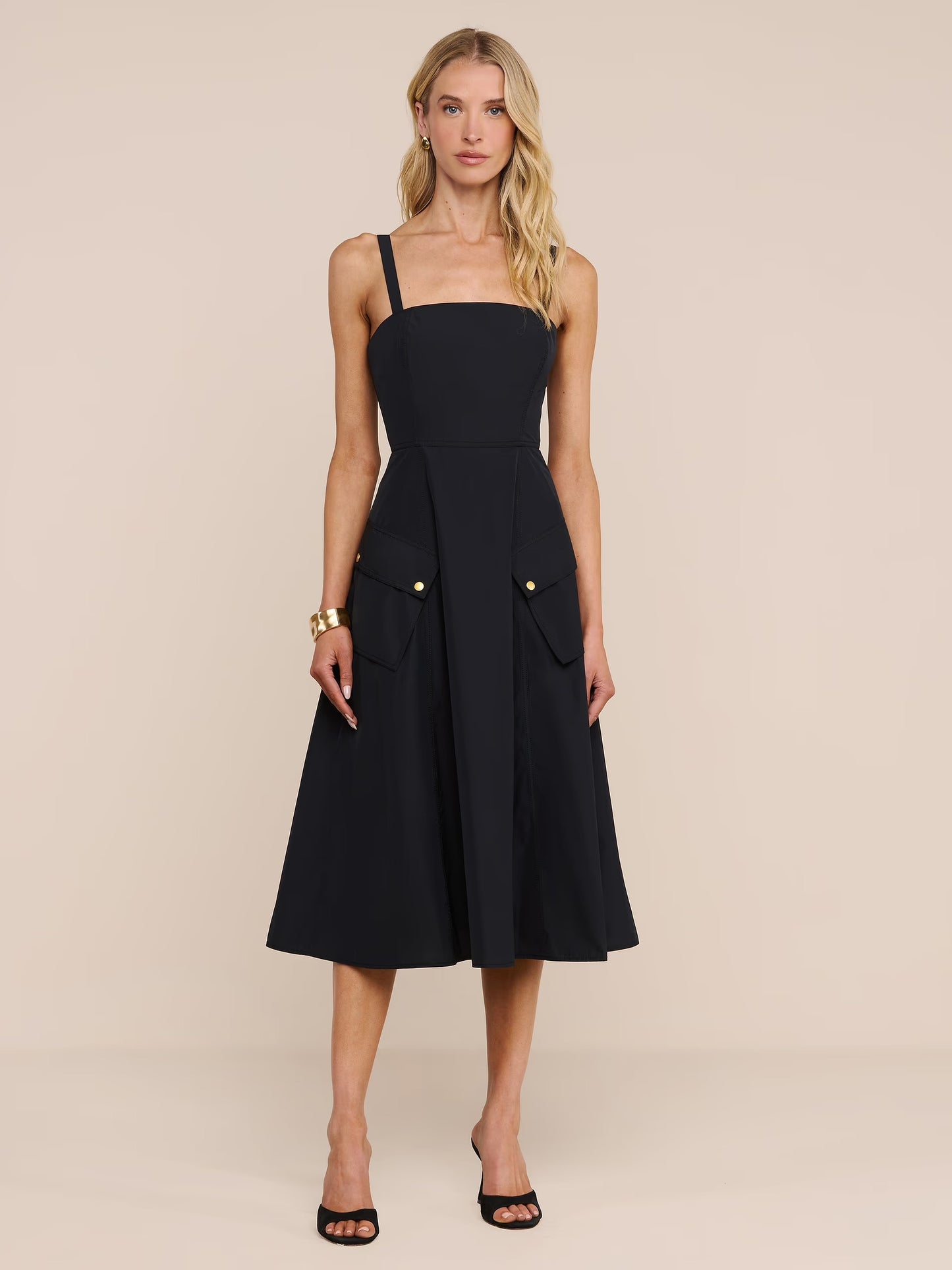 *PREORDER* AYELA MIDI DRESS - BLACK/GOLD