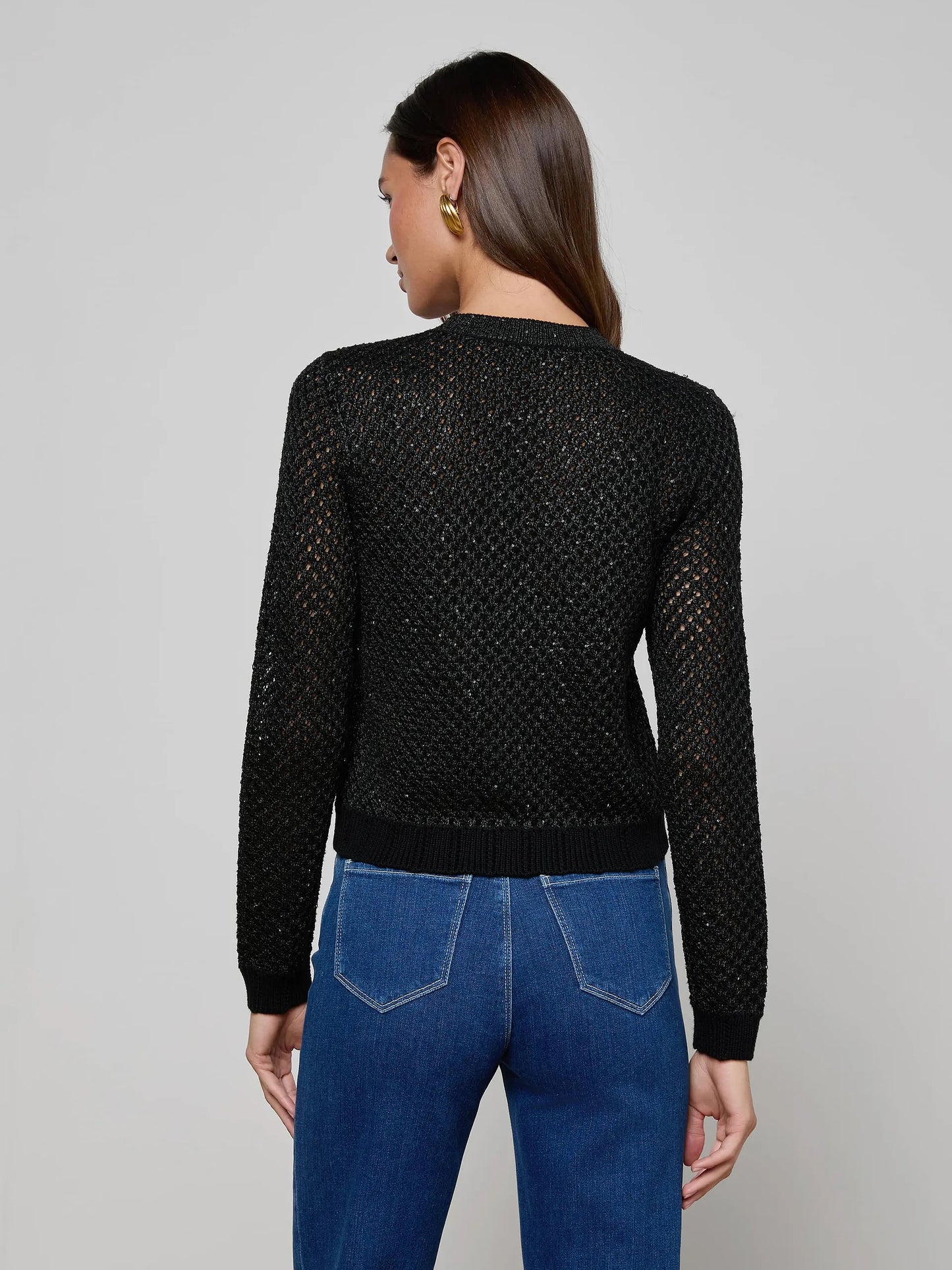 BLANCA SEQUIN CARDI - BLACK GUNMETAL
