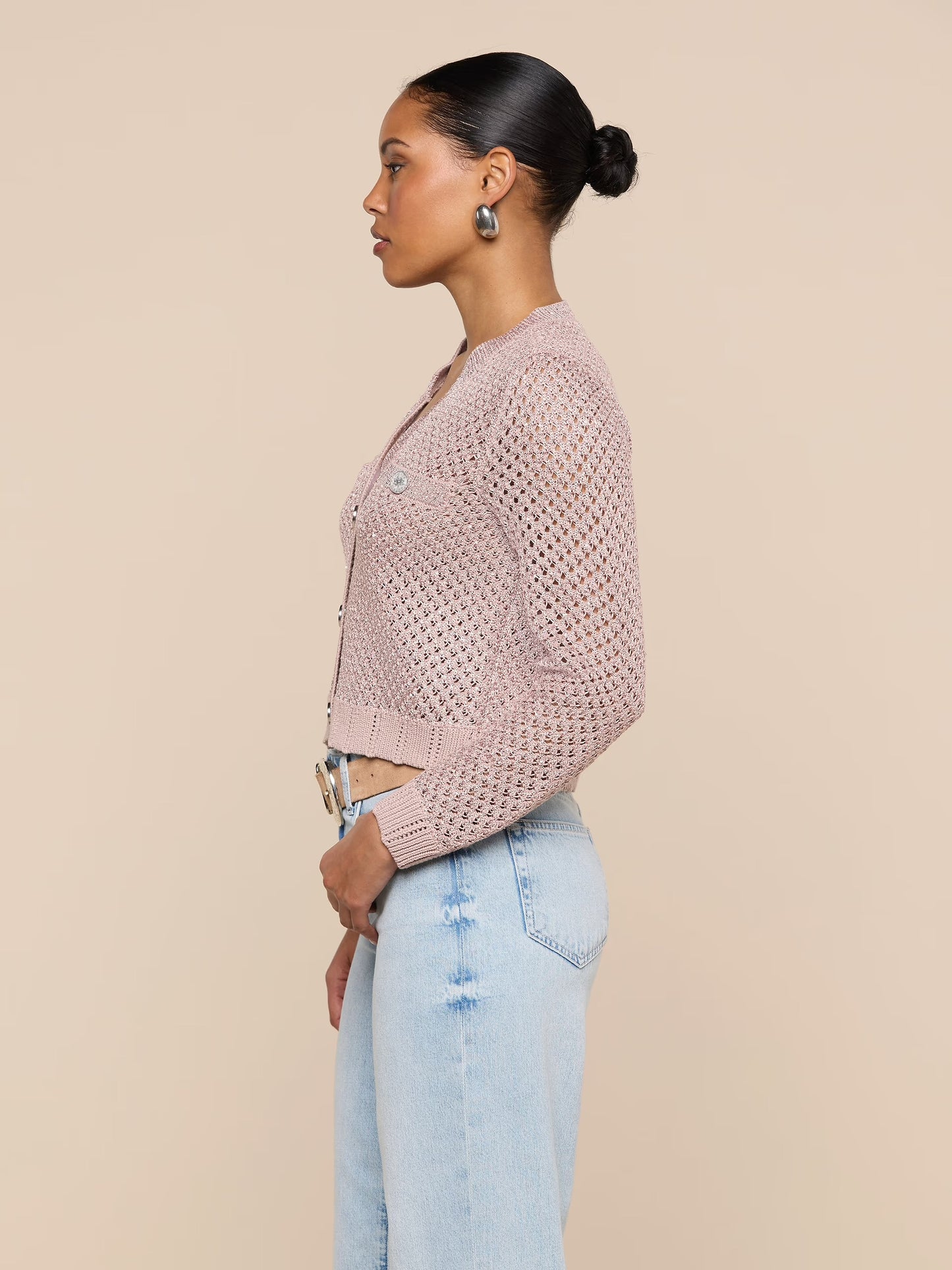 BLANCA SEQUIN CARDI - ADOBE ROSE