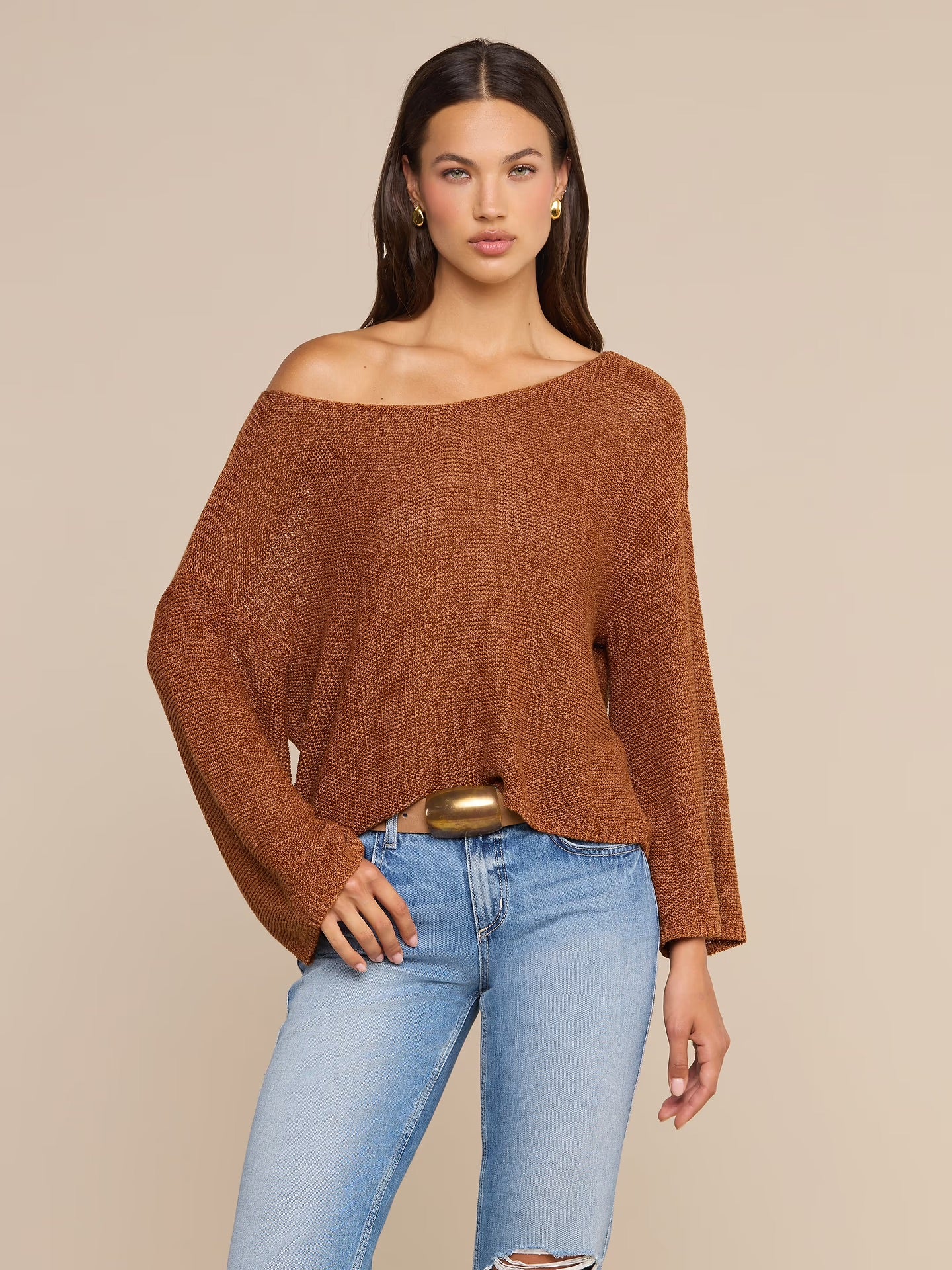 ETHAN KNIT PULLOVER - DARK CARAMEL
