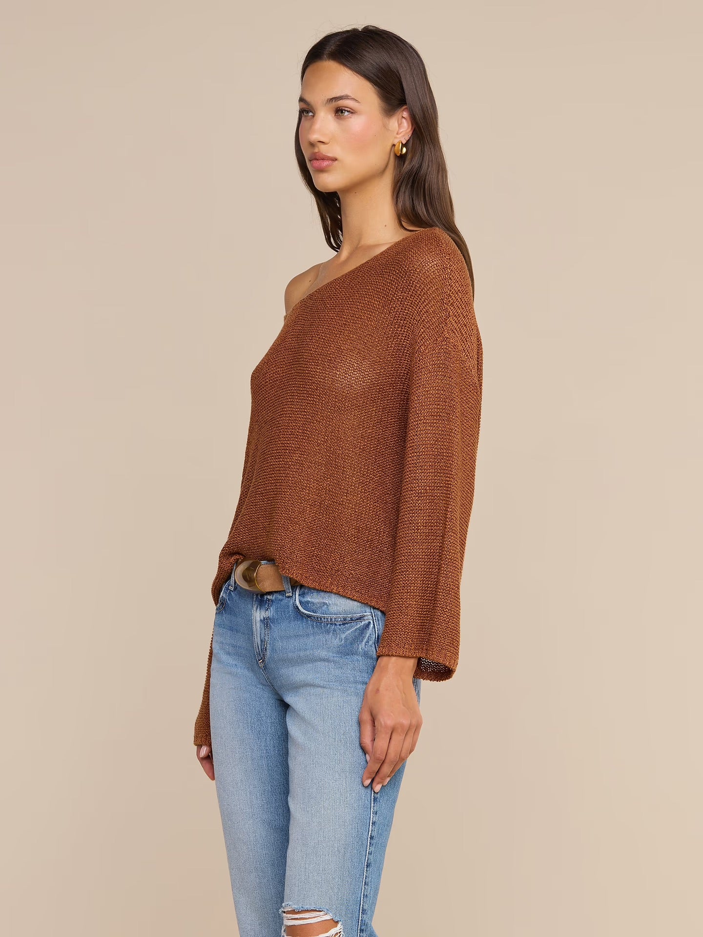 ETHAN KNIT PULLOVER - DARK CARAMEL
