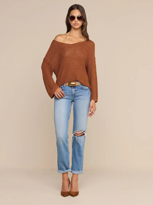 ETHAN KNIT PULLOVER - DARK CARAMEL