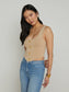 SAGA SQUARE NECK TOP - ALMOND/GOLD