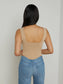 SAGA SQUARE NECK TOP - ALMOND/GOLD