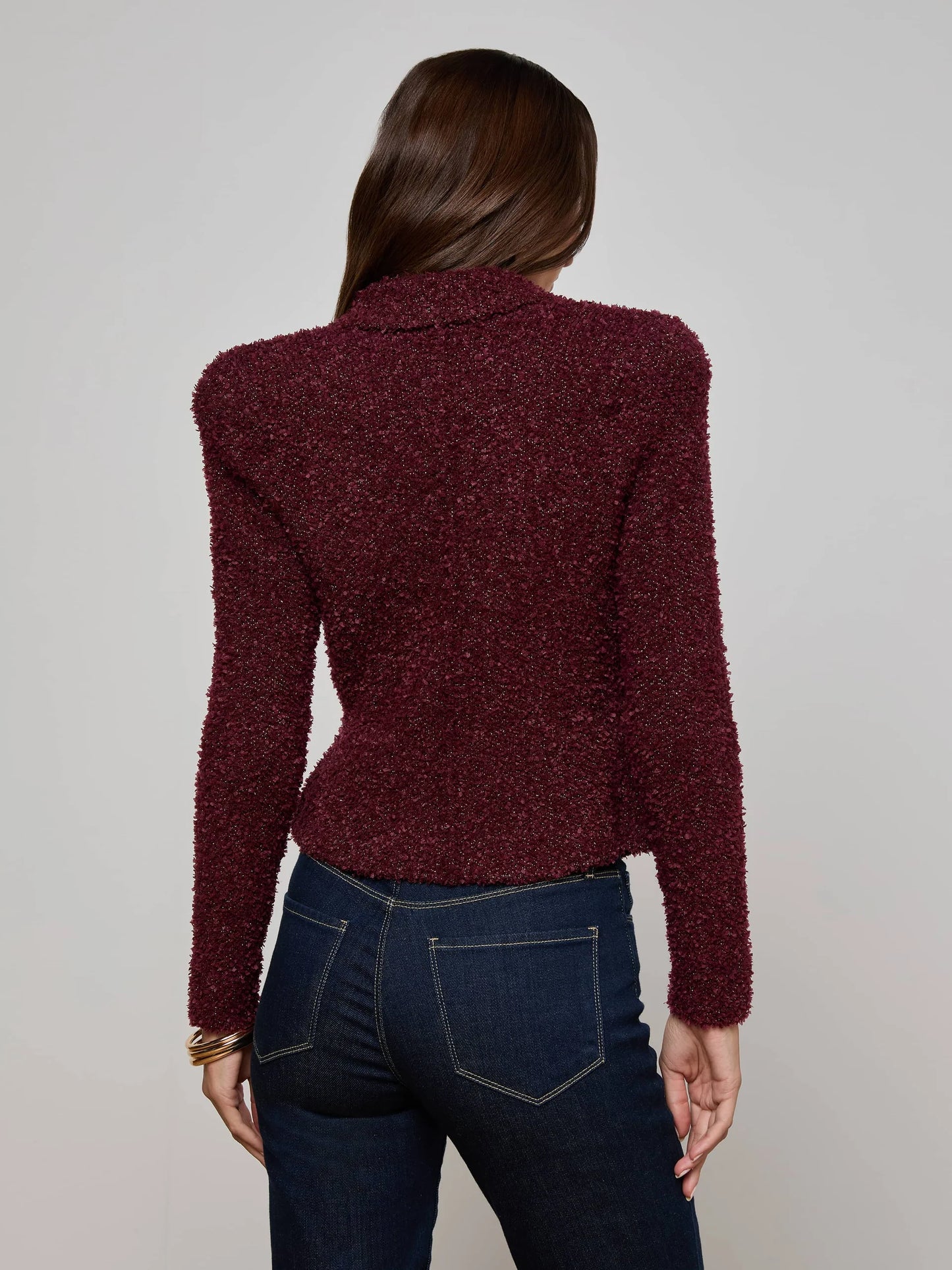 *PREORDER* BETHANY KNIT BLAZER - DARK SYRAH/GOLD
