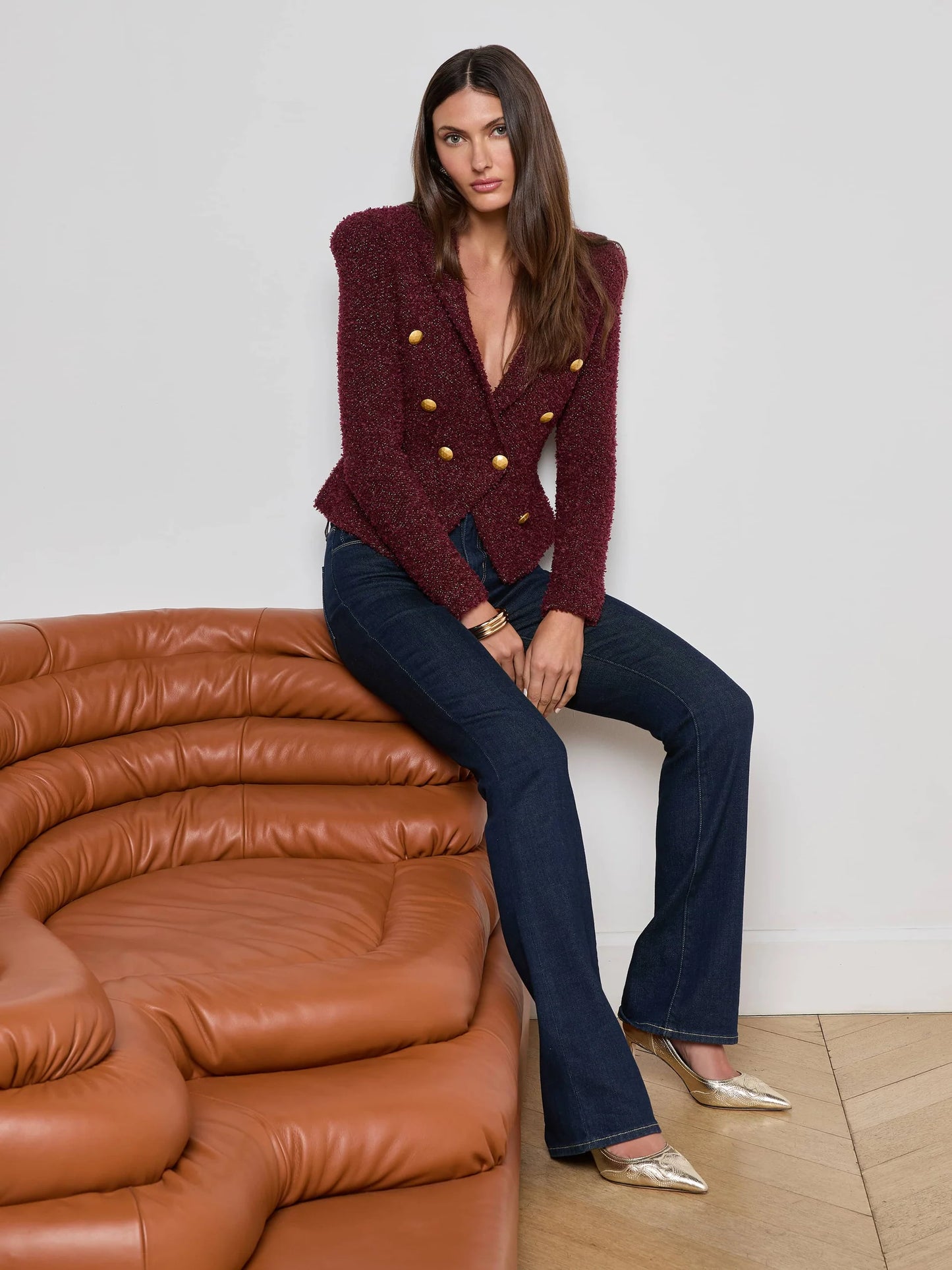 *PREORDER* BETHANY KNIT BLAZER - DARK SYRAH/GOLD