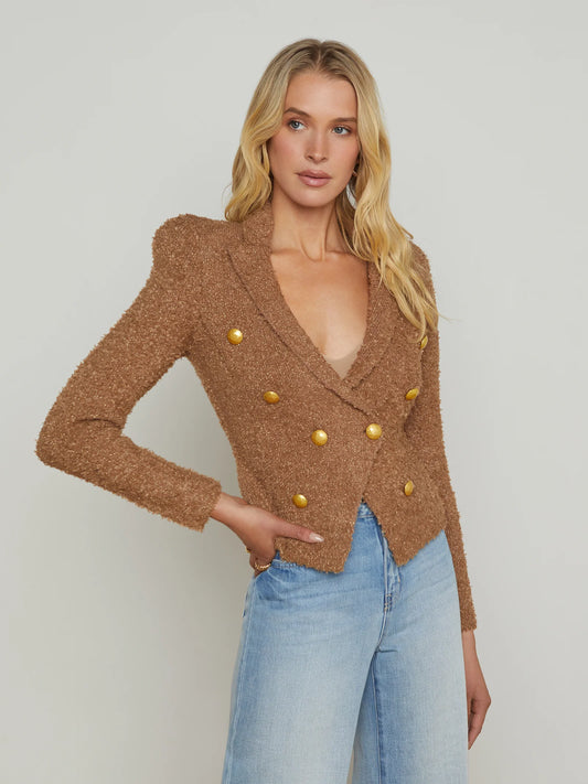 BETHANY KNIT BLAZER - DARK CAPPUCCINO/GOLD