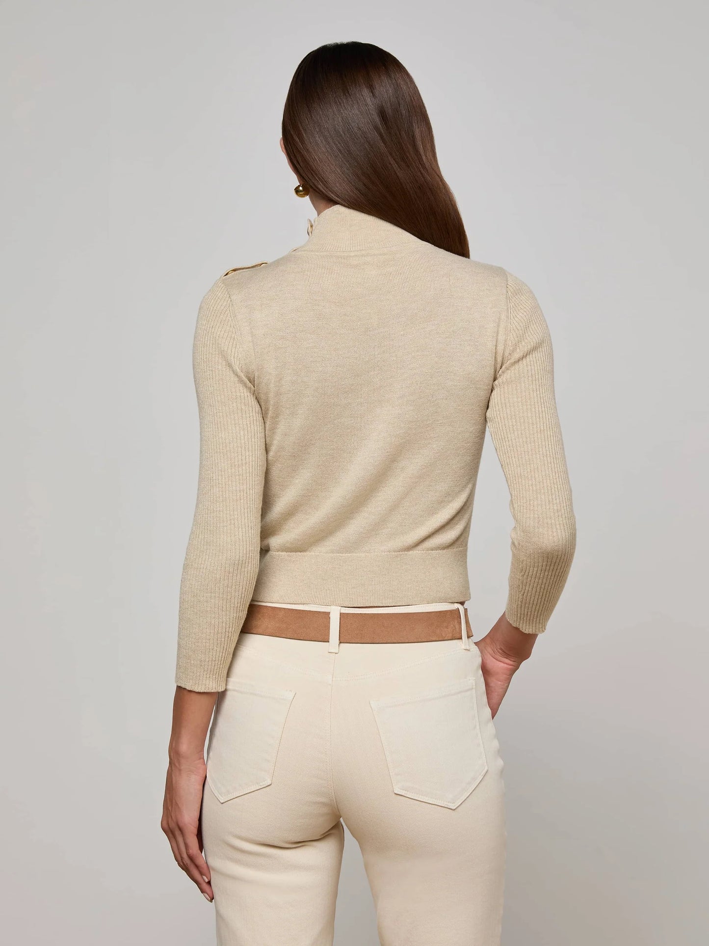 KAMDYN CROP MOCK NECK - WARM SAND/GOLD