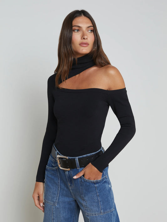 *PREORDER* AZIA CUTOUT KNIT TOP - BLACK