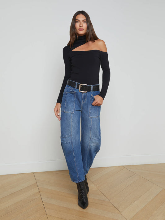 *PREORDER* AZIA CUTOUT KNIT TOP - BLACK
