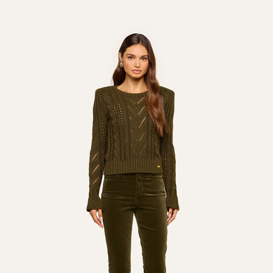 MIO CABLE CROP PULLOVER - KALAMATA