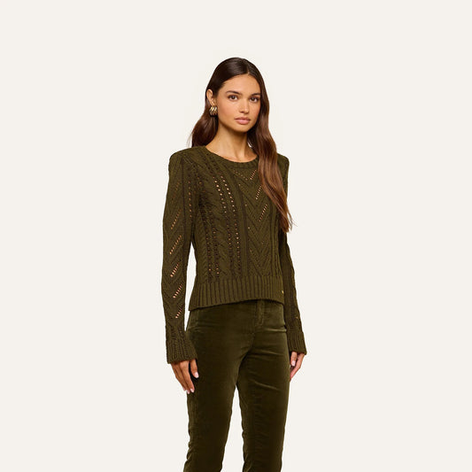MIO CABLE CROP PULLOVER - KALAMATA