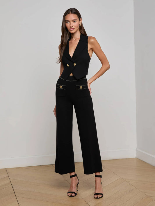 MADRID WIDE LEG KNIT PANT - BLACK