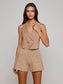 ZADIE KNIT VEST - DARK CAPPUCCINO/GOLD