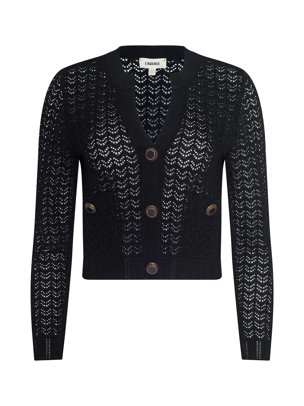 ORLA POINTELLE KNIT CARDIGAN - BLACK