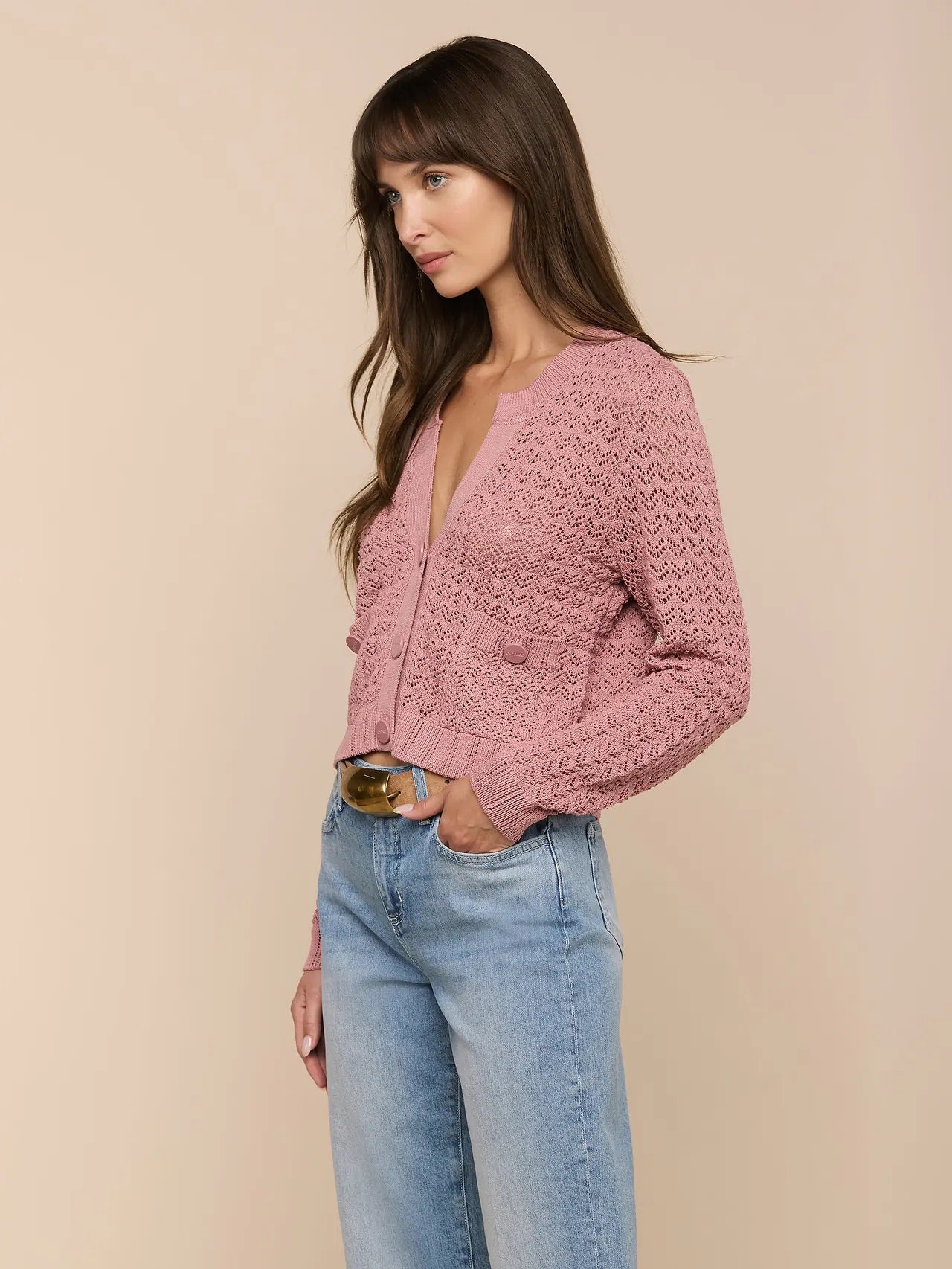 *PREORDER* ORLA POINTELLE KNIT CARDIGAN - LILAS