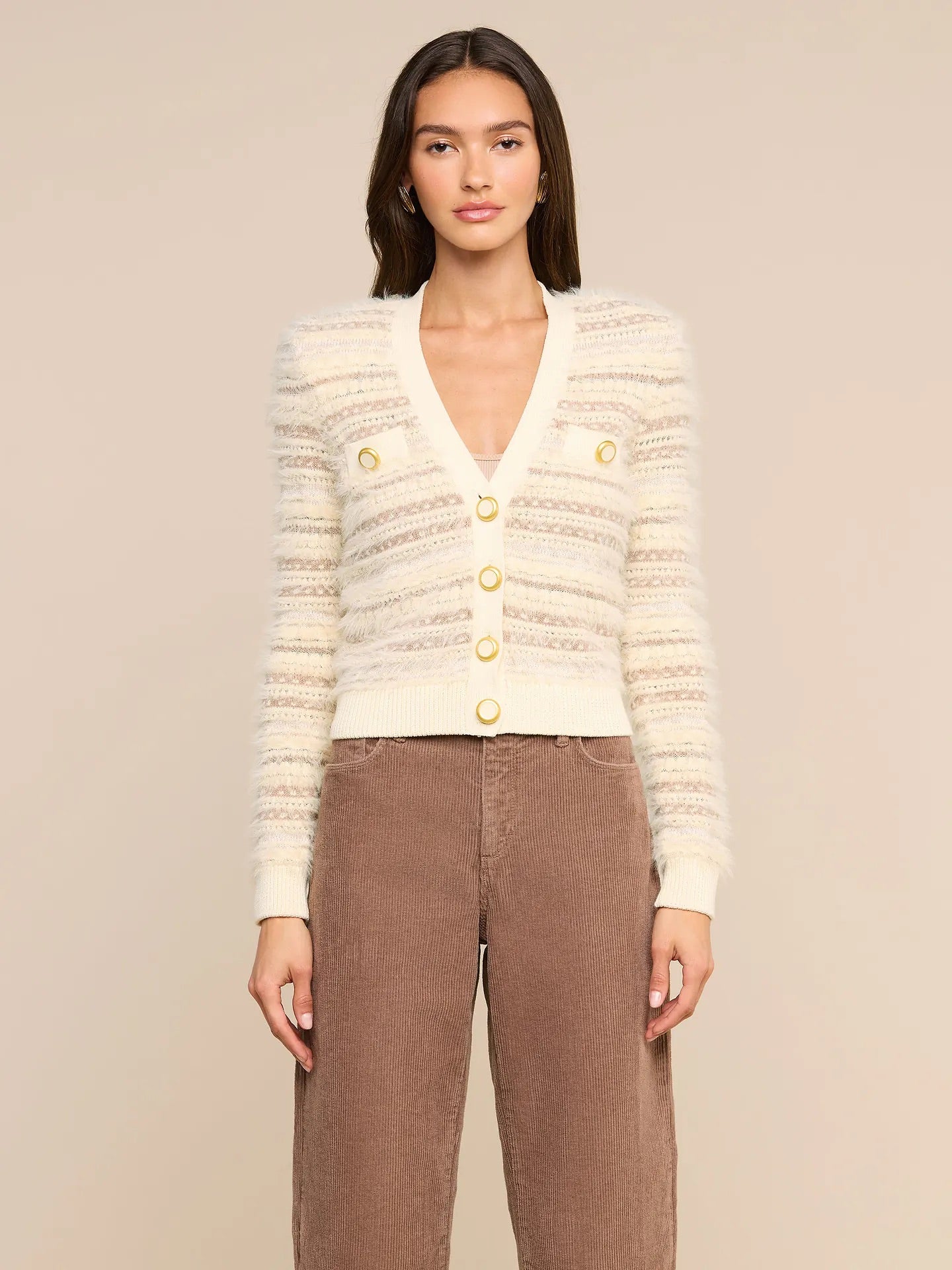 ARIADNE CARDI - ECRU/NATURAL MULTI