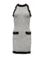ALANNA KNIT SHIFT DRESS - WHITE/BLACK