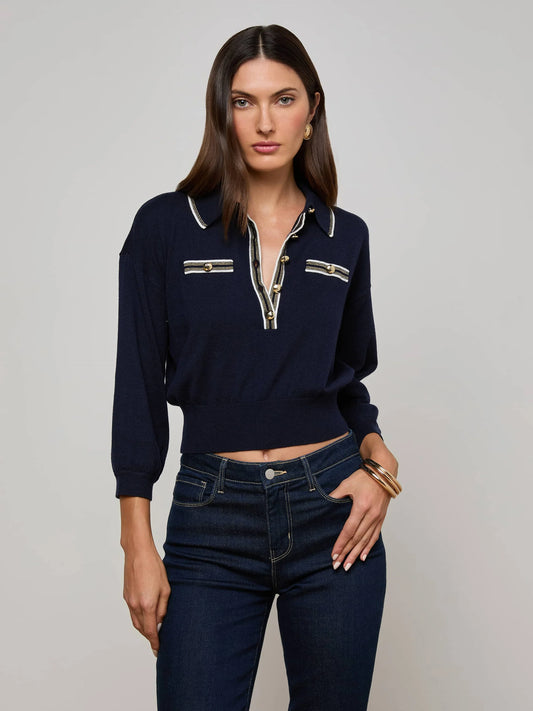 MALAKI SWEATER - MIDNIGHT/IVORY/GOLD