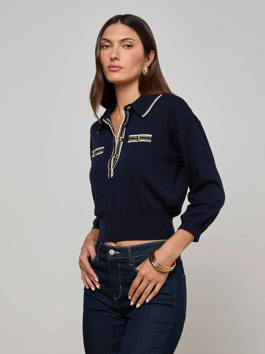 MALAKI SWEATER - MIDNIGHT/IVORY/GOLD