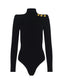 JENNIS MOCK-NECK BODYSUIT - BLACK/GOLD
