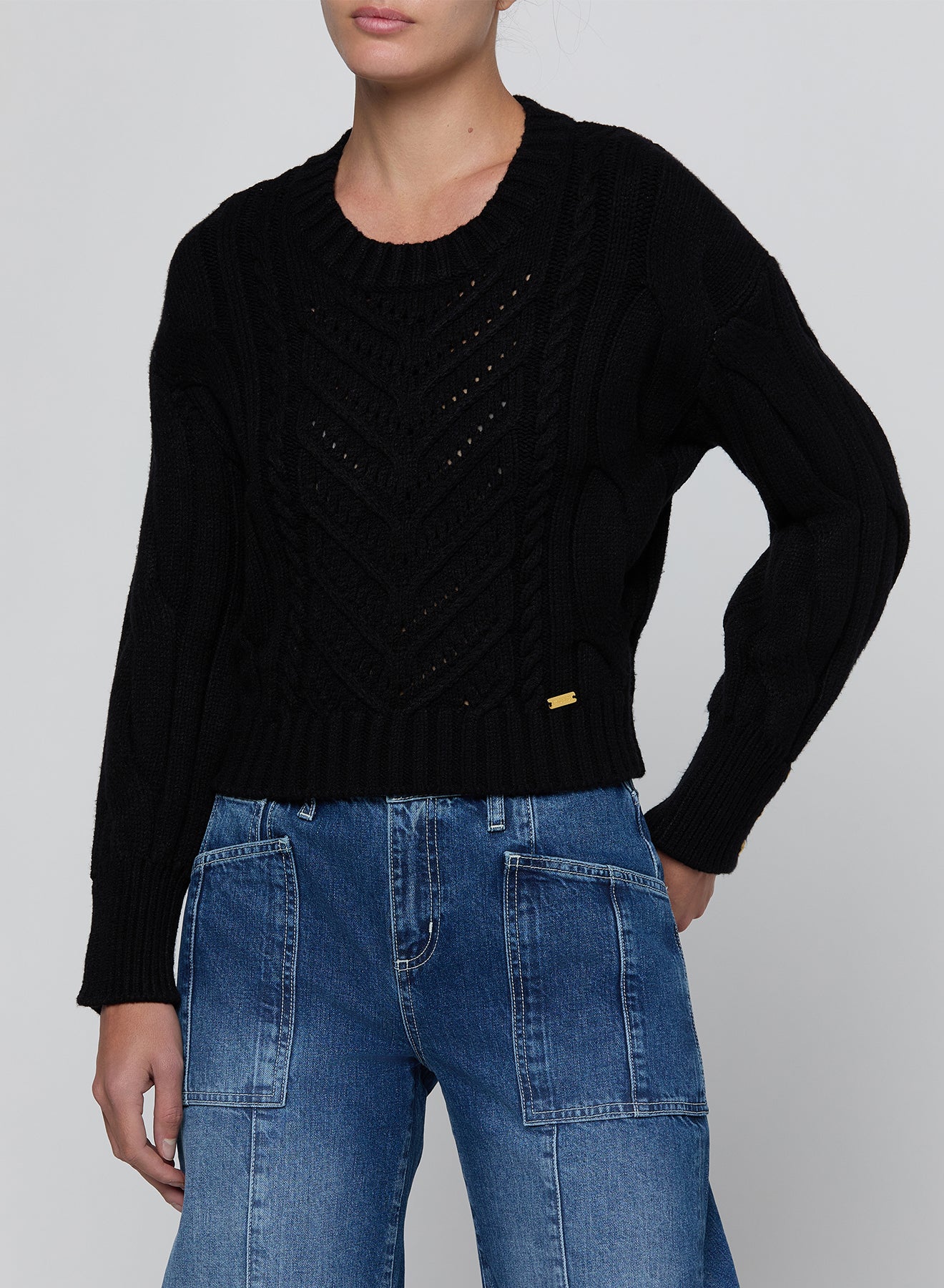 STORM CABLE PULLOVER  - BLACK/GOLD