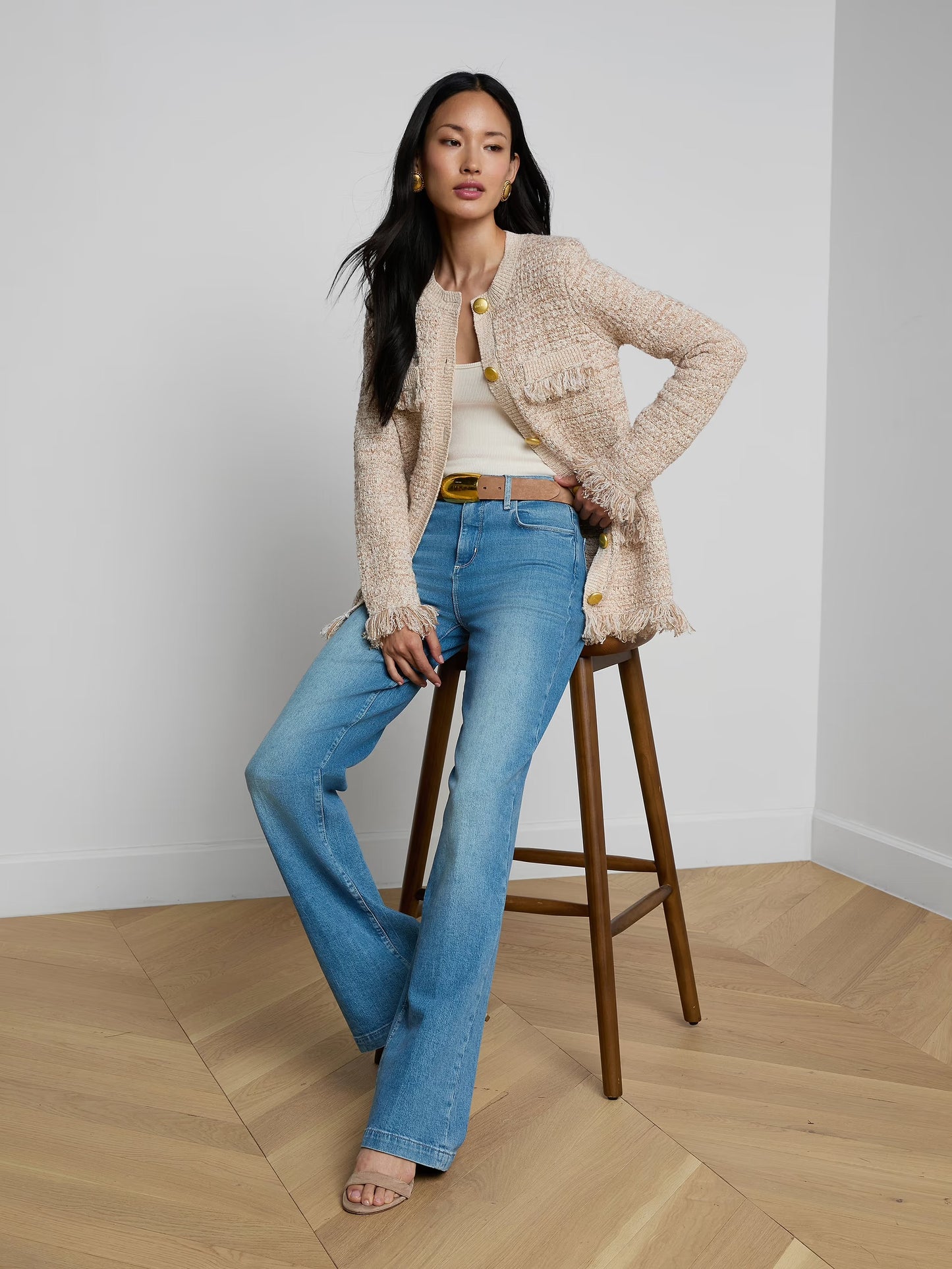 KASTORIA FRINGE CARDIGAN - NATURAL MULTI BOUCLE