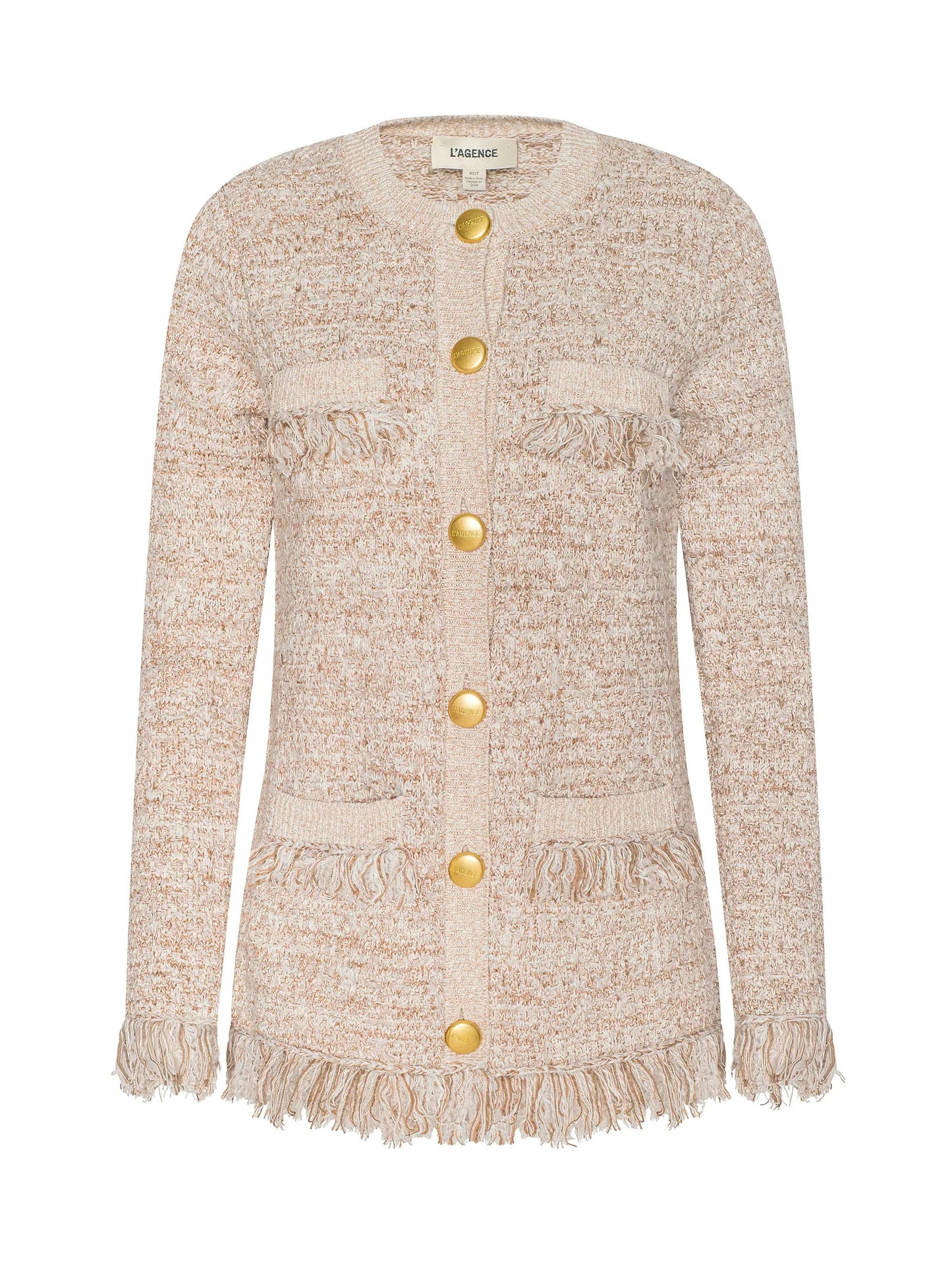 KASTORIA FRINGE CARDIGAN - NATURAL MULTI BOUCLE