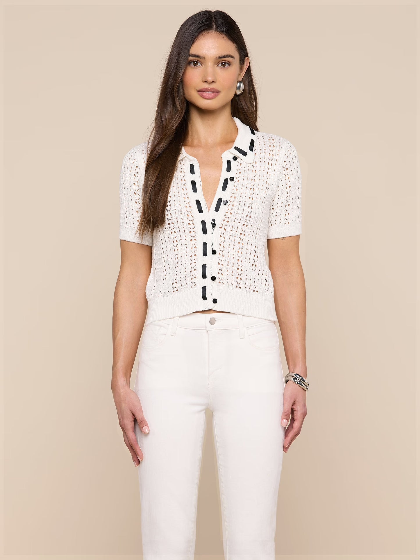 NINETTE KNIT TOP - IVORY/BLACK