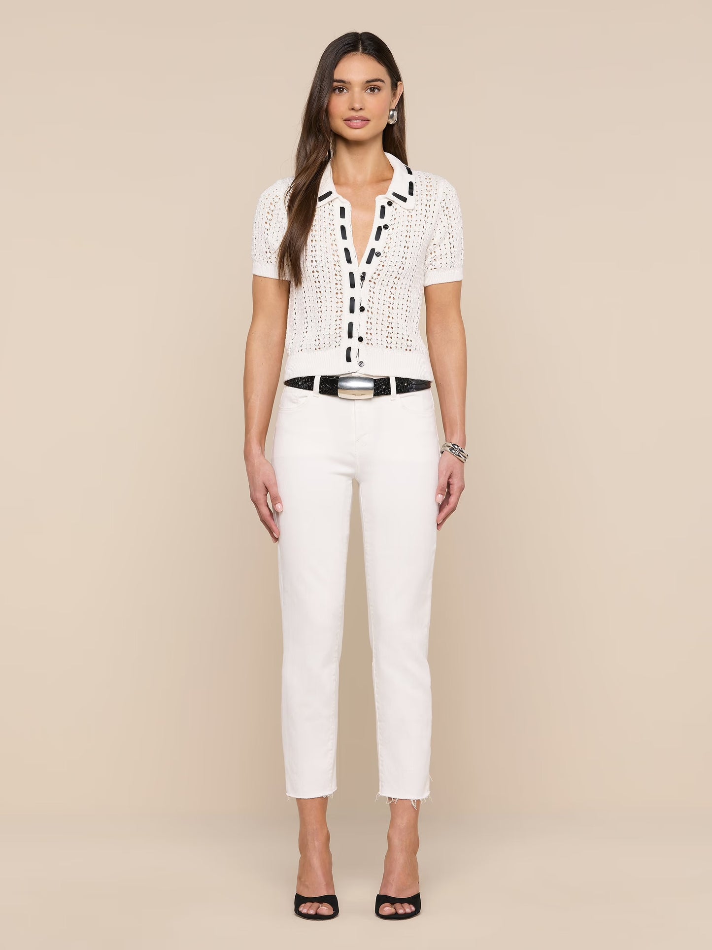 NINETTE KNIT TOP - IVORY/BLACK