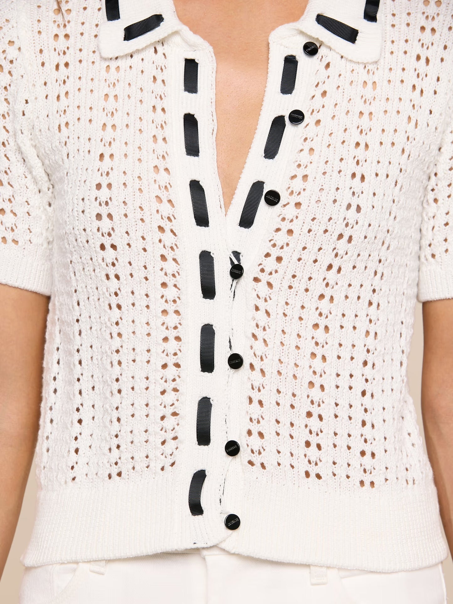 NINETTE KNIT TOP - IVORY/BLACK