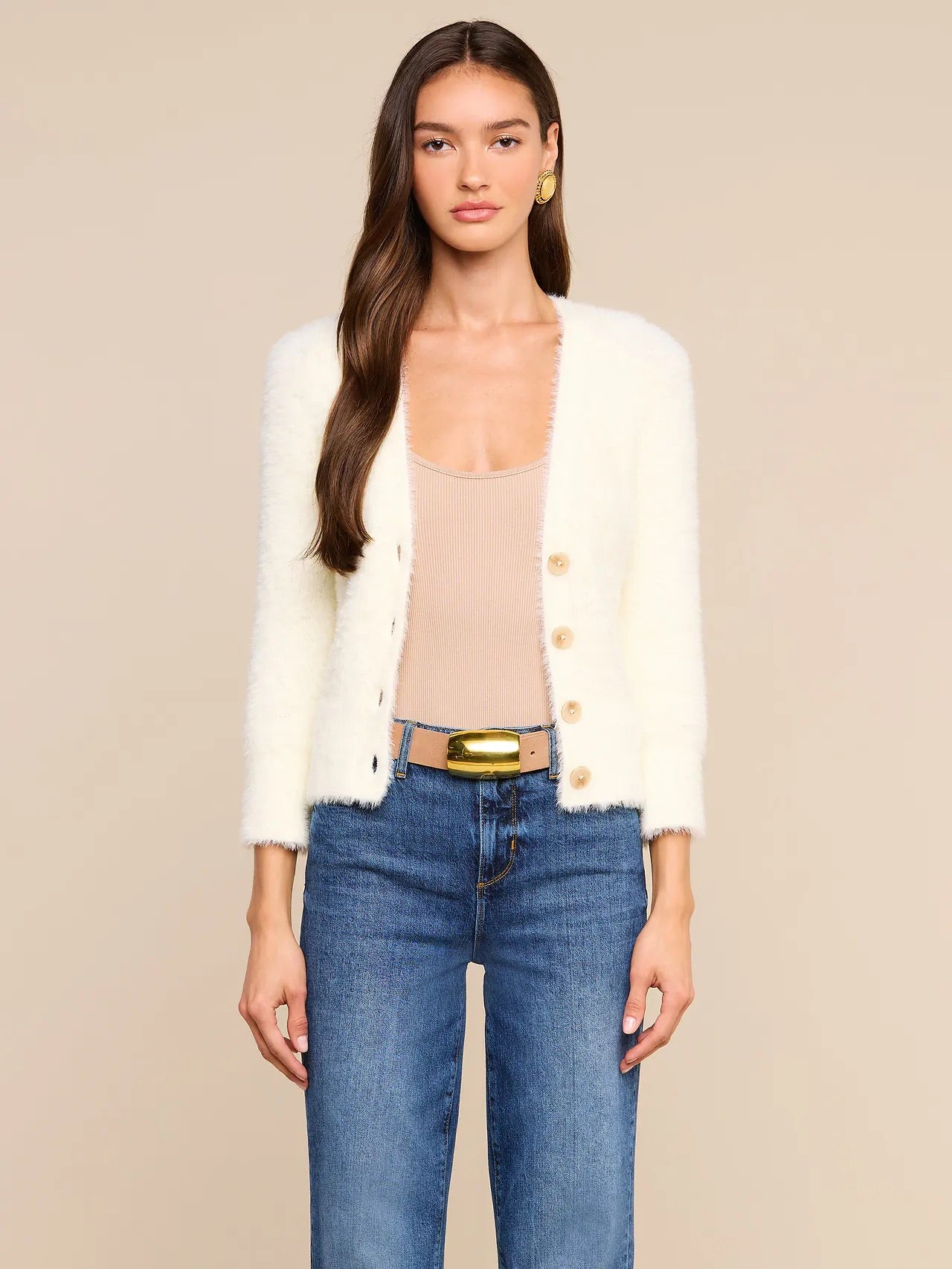 AGATHE FUZZY CARDIGAN - IVORY