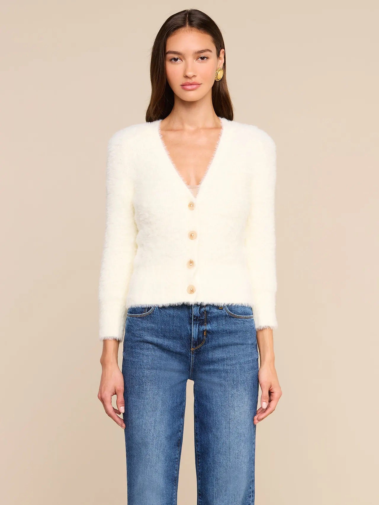 AGATHE FUZZY CARDIGAN - IVORY