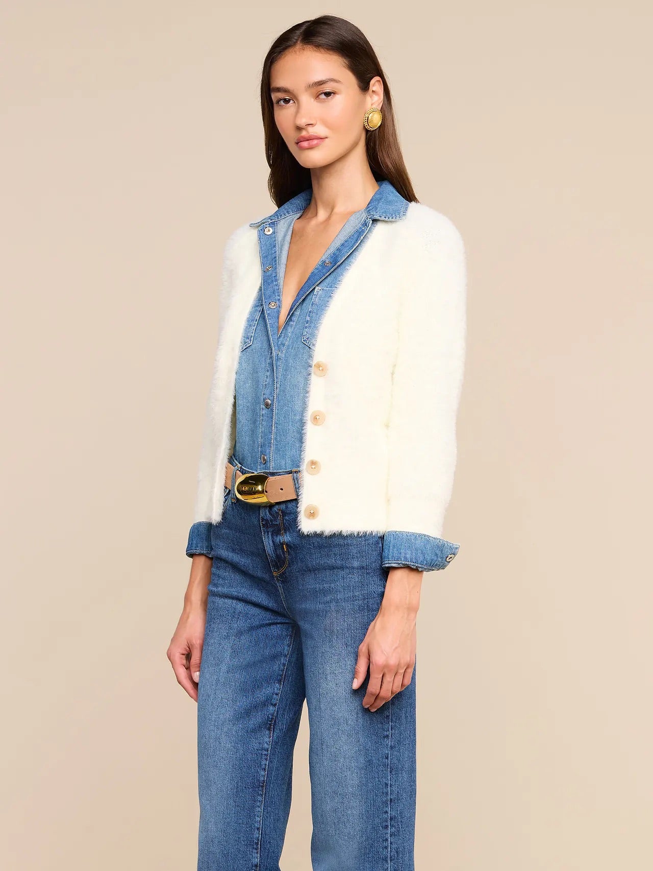 AGATHE FUZZY CARDIGAN - IVORY